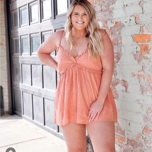New Coral Flowy Ruffle Romper